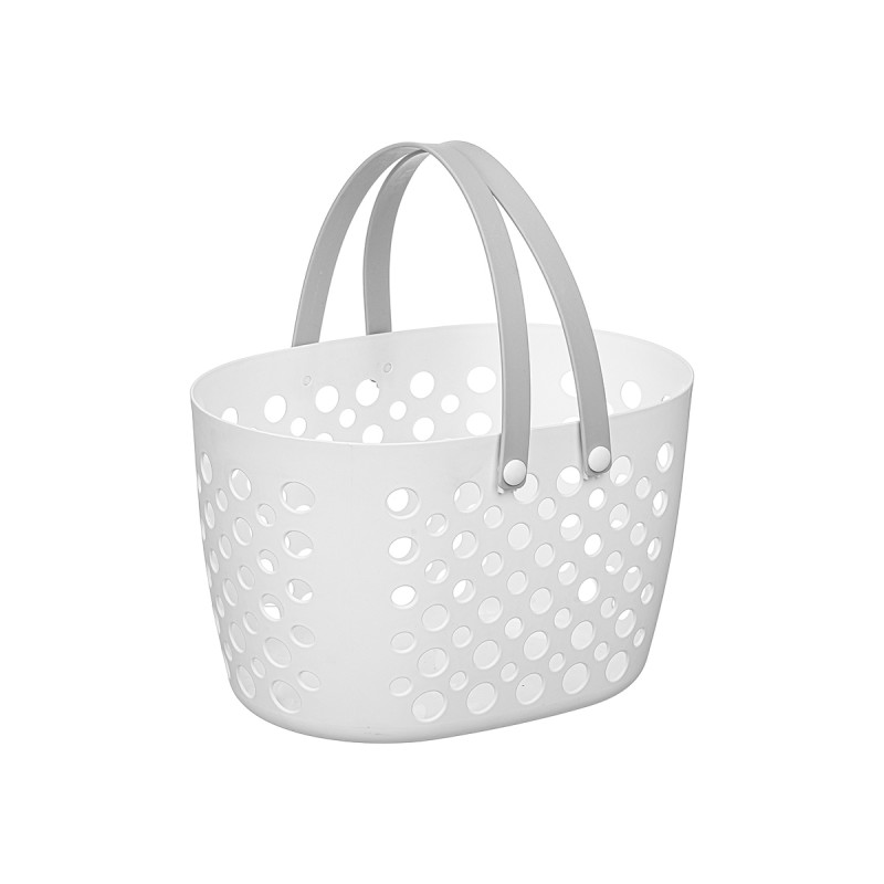 OVAL WHITE BASKET GRAY HANDLES