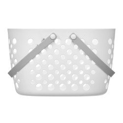 OVAL WHITE BASKET GRAY HANDLES