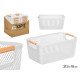 PANIER PLASTIQUE BLANC ANSE BAMBOU 27,5X18CM