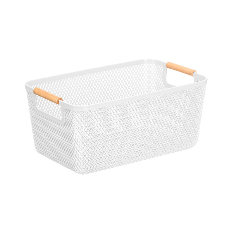 PANIER PLASTIQUE BLANC ANSE BAMBOU 32X20,5CM