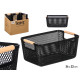 PANIER PLASTIQUE NOIR ANSE BAMBOU 36X22CM
