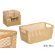 CESTINO PLASTICA BEIGE MANICO BAMBU 27,5X18 CM