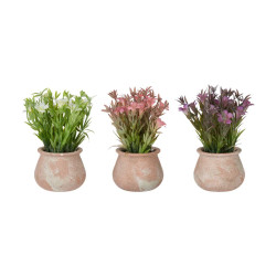 VASO TERRACOTA COM FLORES SORT 3 CORES
