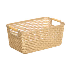 CESTA PLASTICO ASA BAMBU BEIGE 27,5X18CM