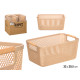 CESTINO PLASTICA BEIGE MANICO BAMBU 32X20,5 CM