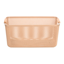 PANIER PLASTIQUE BEIGE ANSE BAMBOU 36X22CM