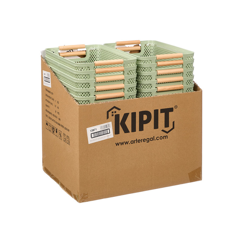 CESTA PLASTICO ASA BAMBU VERDE 32X20,5CM