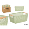 PANIER PLASTIQUE VERT ANSE BAMBOU 36X22CM