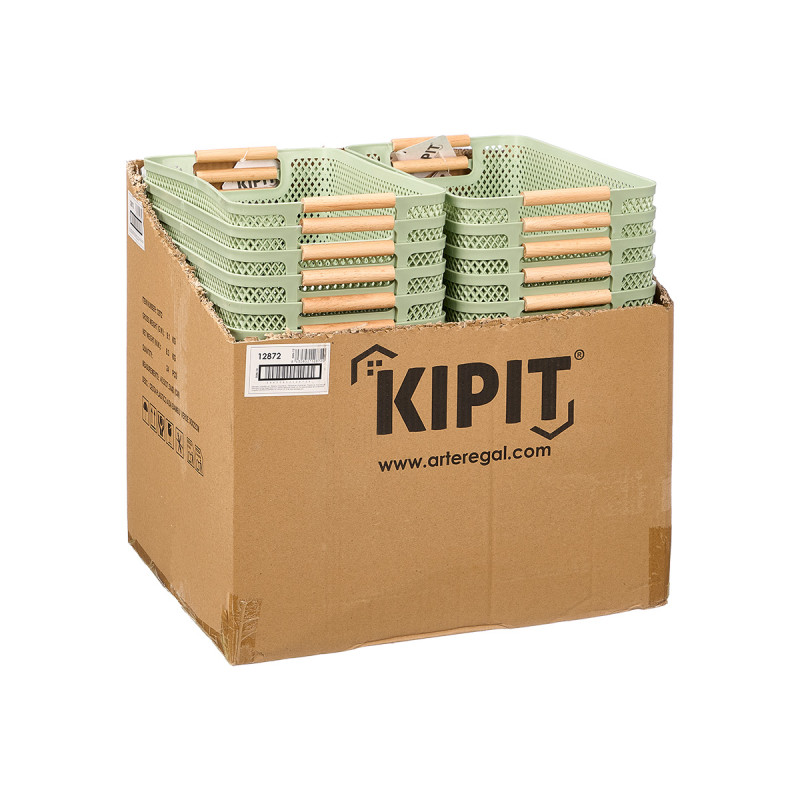 CESTA PLASTICO ASA BAMBU VERDE 36X22CM