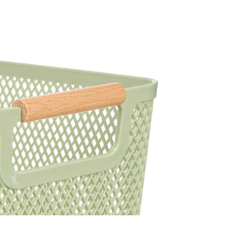 CESTA PLASTICO ASA BAMBU VERDE 36X22CM