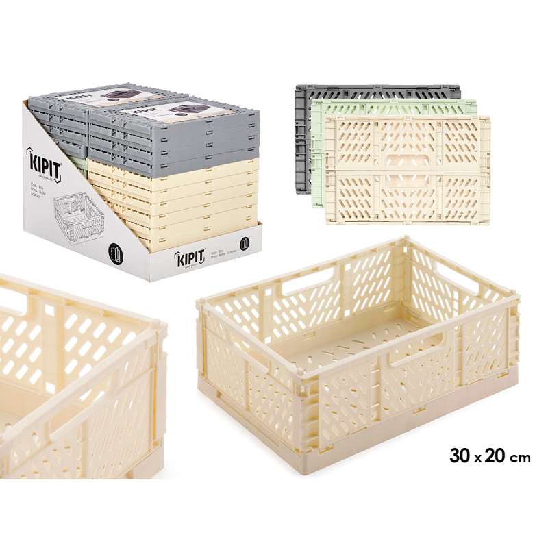 SCATOLA PIEGHEVOLE PLASTICA 30X20CM ASS 3 COL