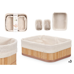 SET 3 ORGANISEURS EN BAMBOU BLANC 2 TAILLES