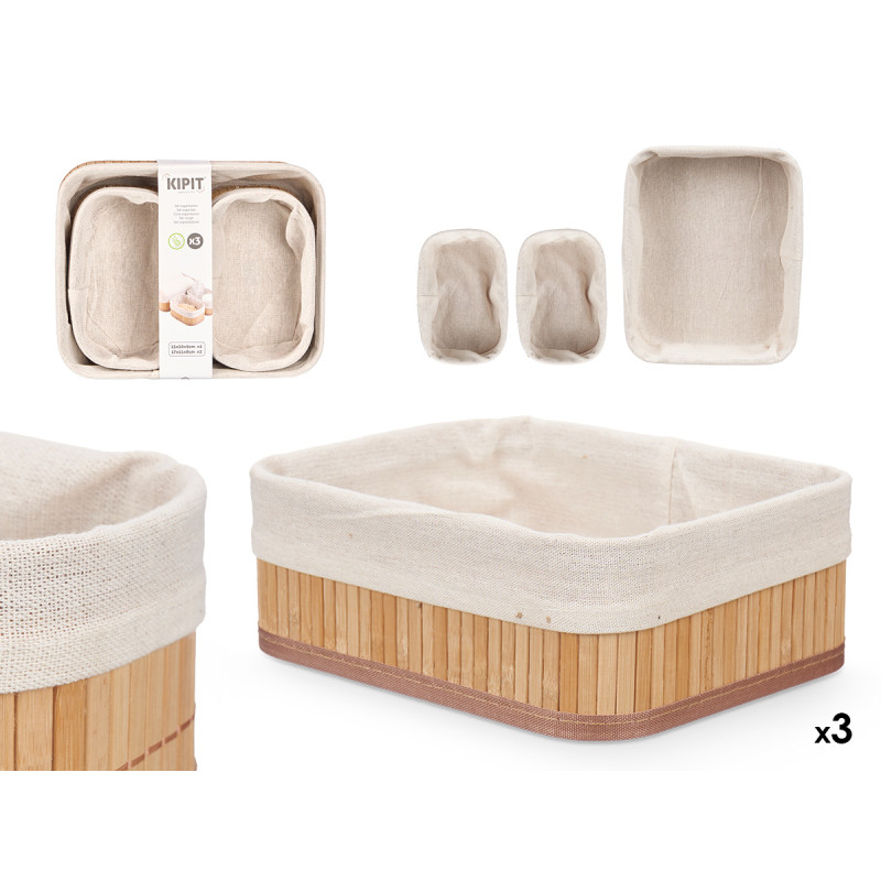 SET 3 ORGANIZZATORI BAMBU BIANCO 2 DIMENSIONI 