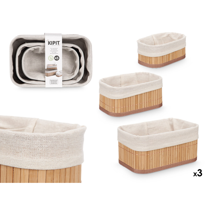 SET 3 BAMBOO WHITE ORGANISERS 3 SIZES
