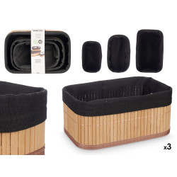 SET 3 BAMBOO BLACK ORGANISERS 3 SIZES