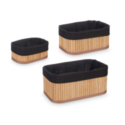 SET 3 BAMBOO BLACK ORGANISERS 3 SIZES
