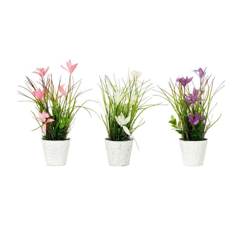 VASO ENVELHECIDO COM FLORES SORT 3 CORES