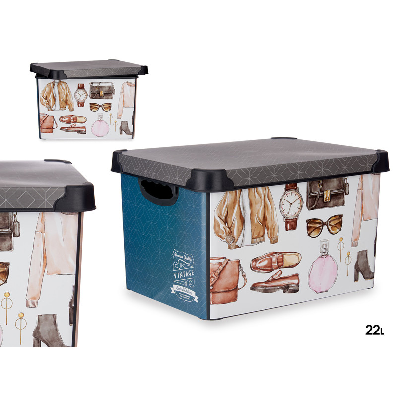 BOITE PLASTIQUE 22L VINTAGE AVEC ANSE