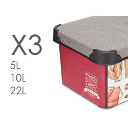 SET 3 PZS VINTAGE PLASTIC BOXES