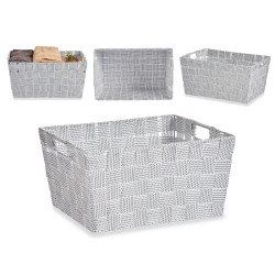 FABRIC CONIC BOX RECT WITH HANDLES MED WHITE