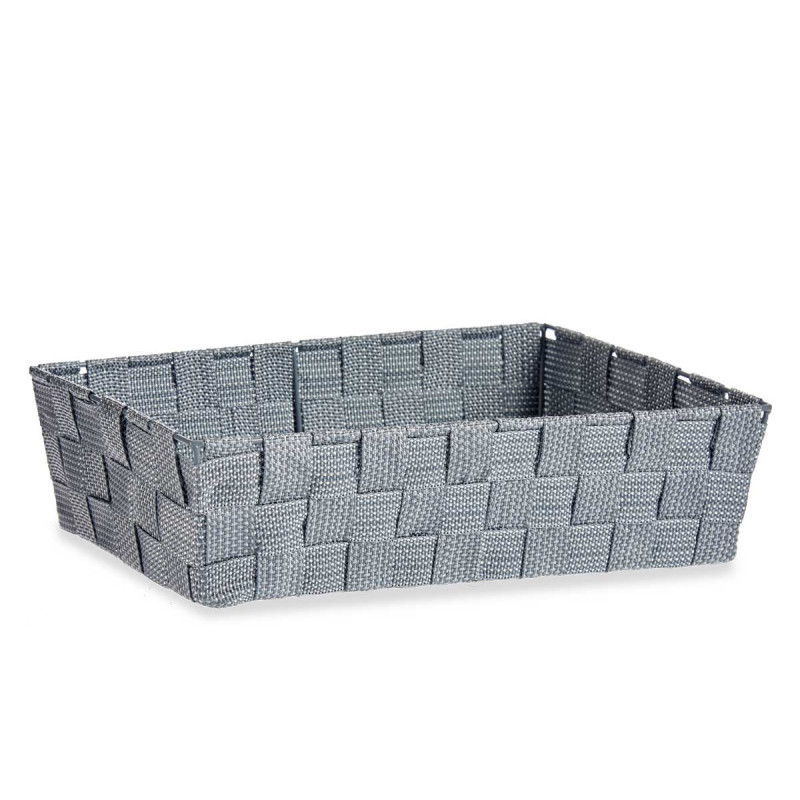 CESTA RECTANGULAR SEEM ASAS 34CM CINZA