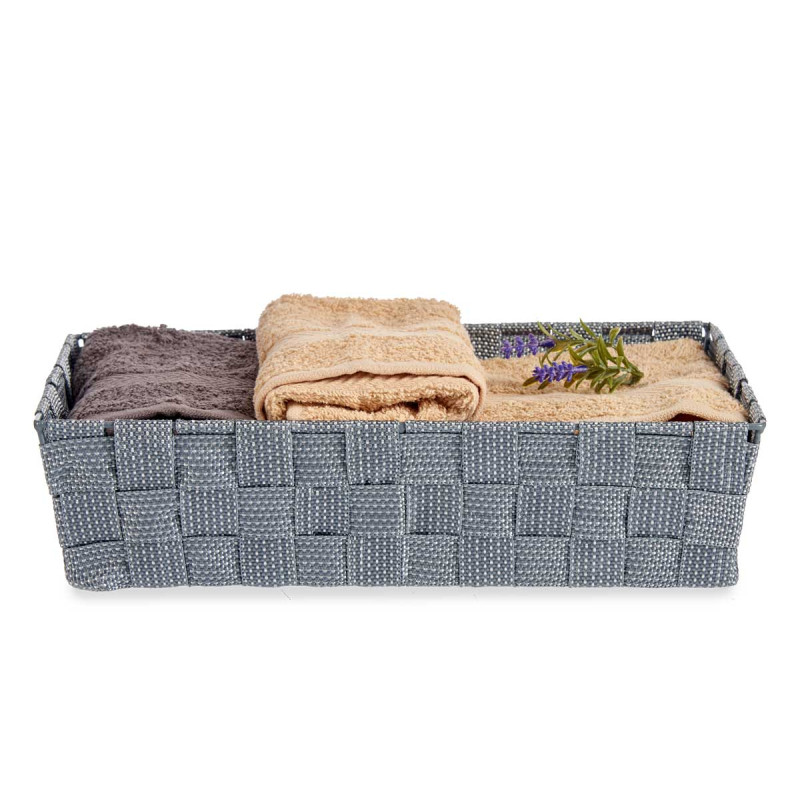 CESTA RECTANGULAR SEEM ASAS 34CM CINZA