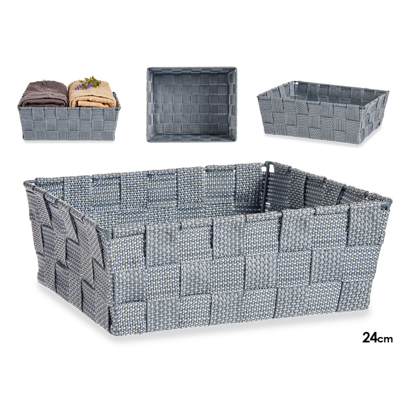 CESTA TELA RECT SIN ASAS 24CM GRIS