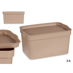 BEIGE PLASTIC STORAGE BOX WITH COVER 2.3L