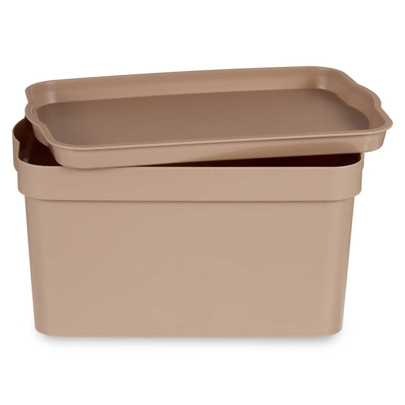 BEIGE PLASTIC STORAGE BOX WITH COVER 2.3L