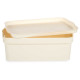 CREAM PLASTIC STORAGE BOX WITH COVER 6L