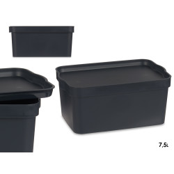 CAIXA PLÁSTICO COM TAMPA 7,5L ANTRACITE 