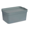 GREY PLASTIC STORAGE BOX WITH COVER 7.5L