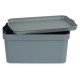 GREY PLASTIC STORAGE BOX WITH COVER 7.5L