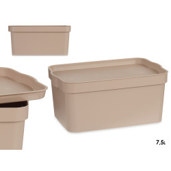 CAJA PLASTICO CON TAPA 7,5L BEIGE