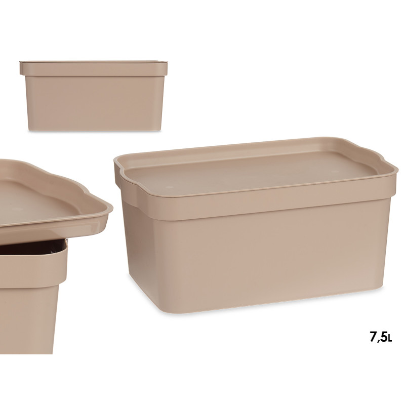 SCATOLA PLASTICA CON COPERCHIO 7.5L BEIGE