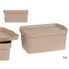 BEIGE PLASTIC STORAGE BOX WITH COVER 7.5L