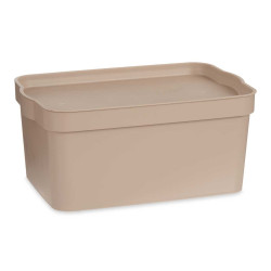 CAJA PLASTICO CON TAPA 7,5L BEIGE