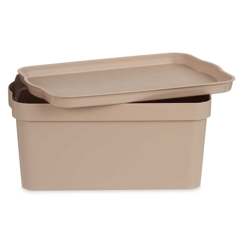 BOITE PLASTIQUE AVEC COUVERCLE 7.5L BEIGE