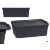ANTHRACITE PLASTIC STORAGE BOX WITH COVER 14L