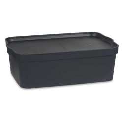 CAJA PLASTICO CON TAPA 14L ANTRACITA