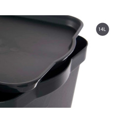 ANTHRACITE PLASTIC STORAGE BOX WITH COVER 14L