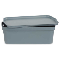 BOITE PLASTIQUE AVEC COUVERCLE 14L GRIS