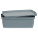 GREY PLASTIC STORAGE BOX WITH COVER 24L