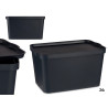 ANTHRACITE PLASTIC STORAGE BOX WITH COVER 24L