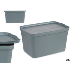 BOITE PLASTIQUE AVEC COUVERCLE 24L GRIS