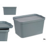 GREY PLASTIC STORAGE BOX WITH COVER 24L