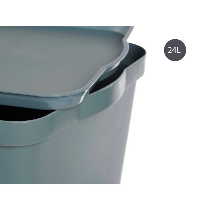 CAJA PLASTICO CON TAPA 24L GRIS