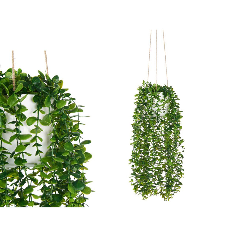 HANGING PLASTIC POT WITH ROPE GREEN