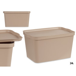 SCATOLA PLASTICA CON COPERCHIO 24L BEIGE
