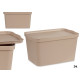 BEIGE PLASTIC STORAGE BOX WITH COVER 24L